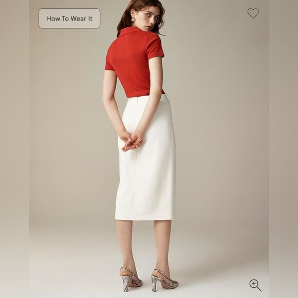 NWT J CREW Pencil midi skirt in four-season stretch in Ivory - Picture 3 of 12